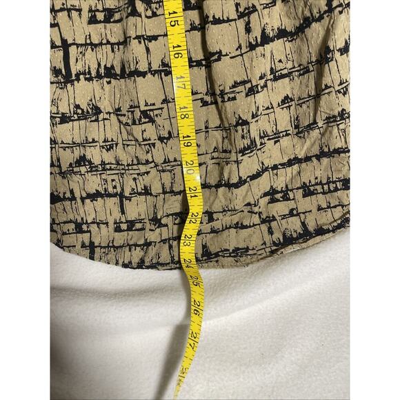 Maeve Anthropologie Tan Black Printed Popover Blouse Top Size Small Split Neck - Picture 5 of 7